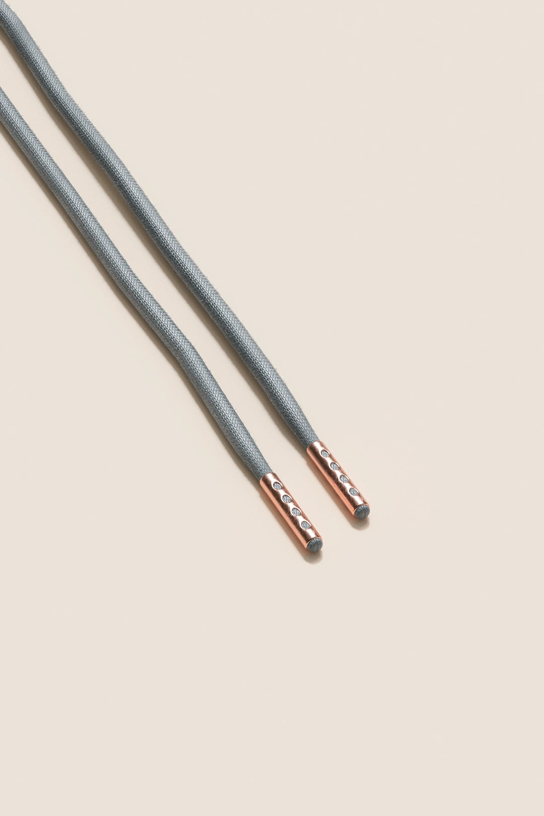 Senkels Aluminium Grey 4mm Round Waxed Shoelaces with Rose Gold Aglets