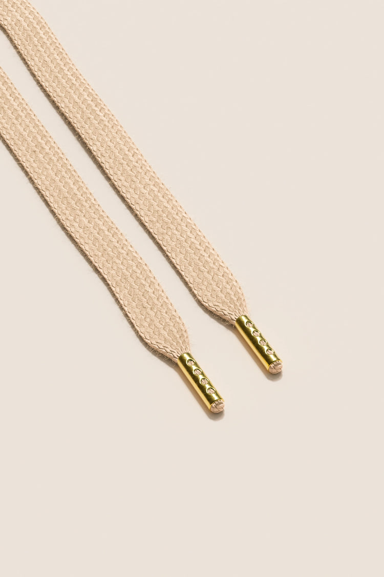 Senkels Champagne Sneaker Shoelaces with Gold Aglets