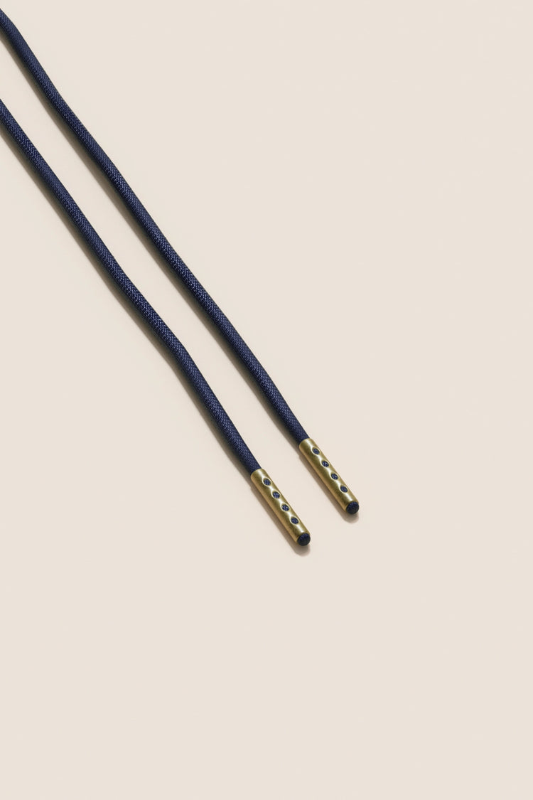 Senkels Dark Blue 2.5mm Round Waxed Shoelaces with Brass Aglets