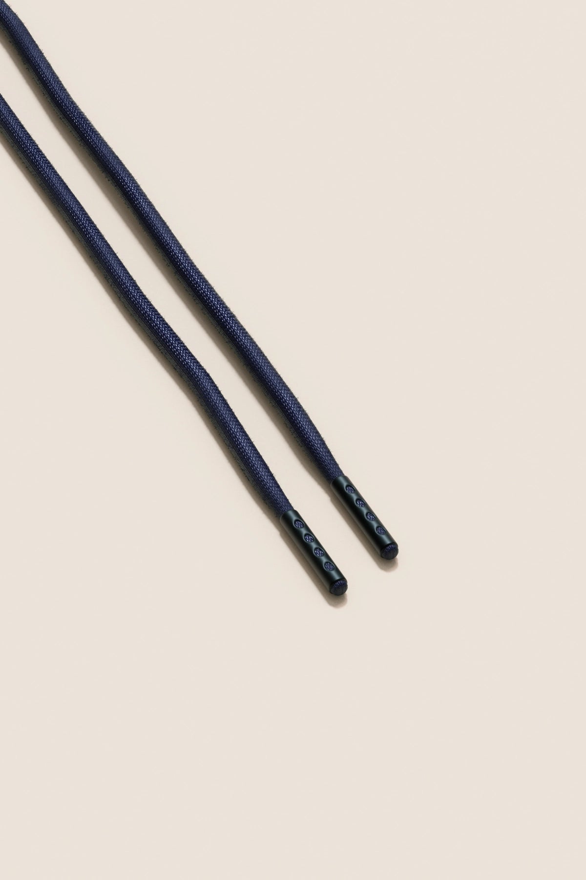 Senkels Dark Blue 4mm Round Waxed Shoelaces with Black Matte Aglets