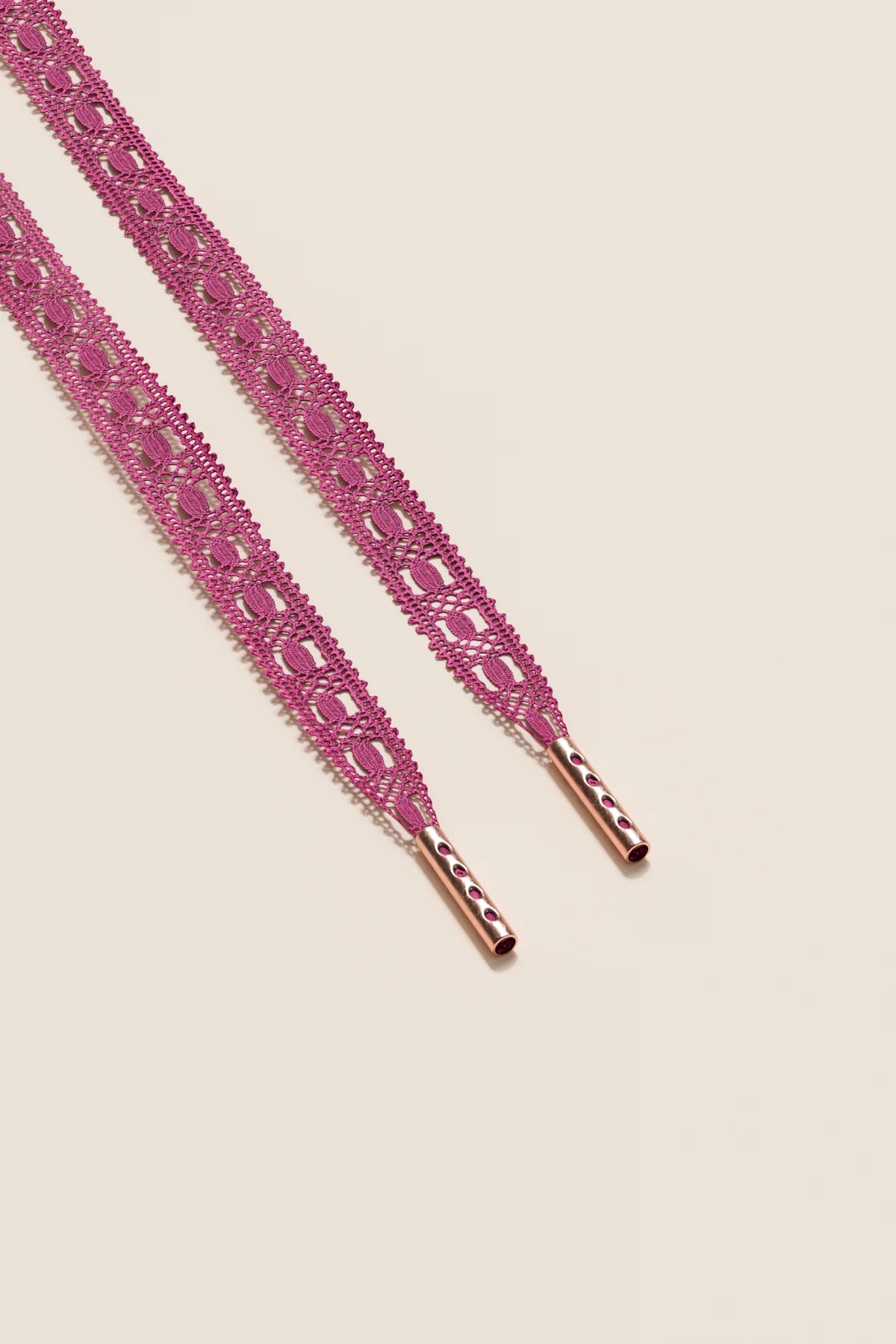 Senkels Hibiscus Crochet Shoelaces with Rose Gold Aglets