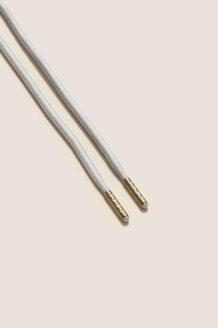 Senkels Light Grey 4mm Round Waxed Shoelaces with Brass Aglets