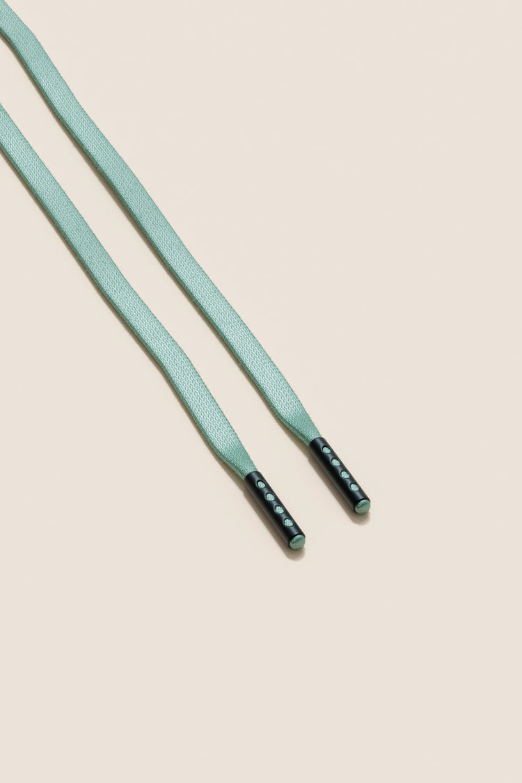 Senkels Mint Green 3mm Flat Waxed Shoelaces with Black Matte Aglets