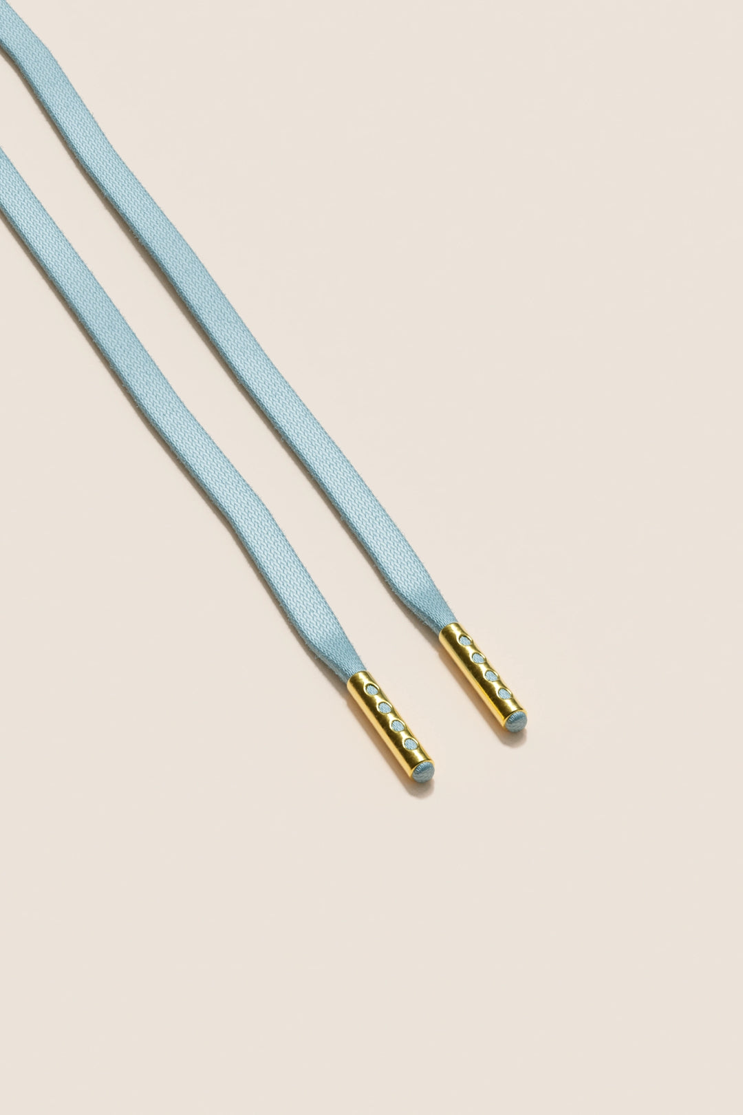 Senkels Pastel Blue 3mm Flat Waxed Shoelaces with Gold Aglets