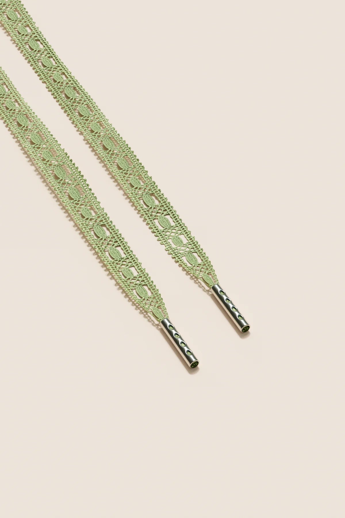 Senkels Pastel Green Crochet Shoelaces with Nickel Aglets