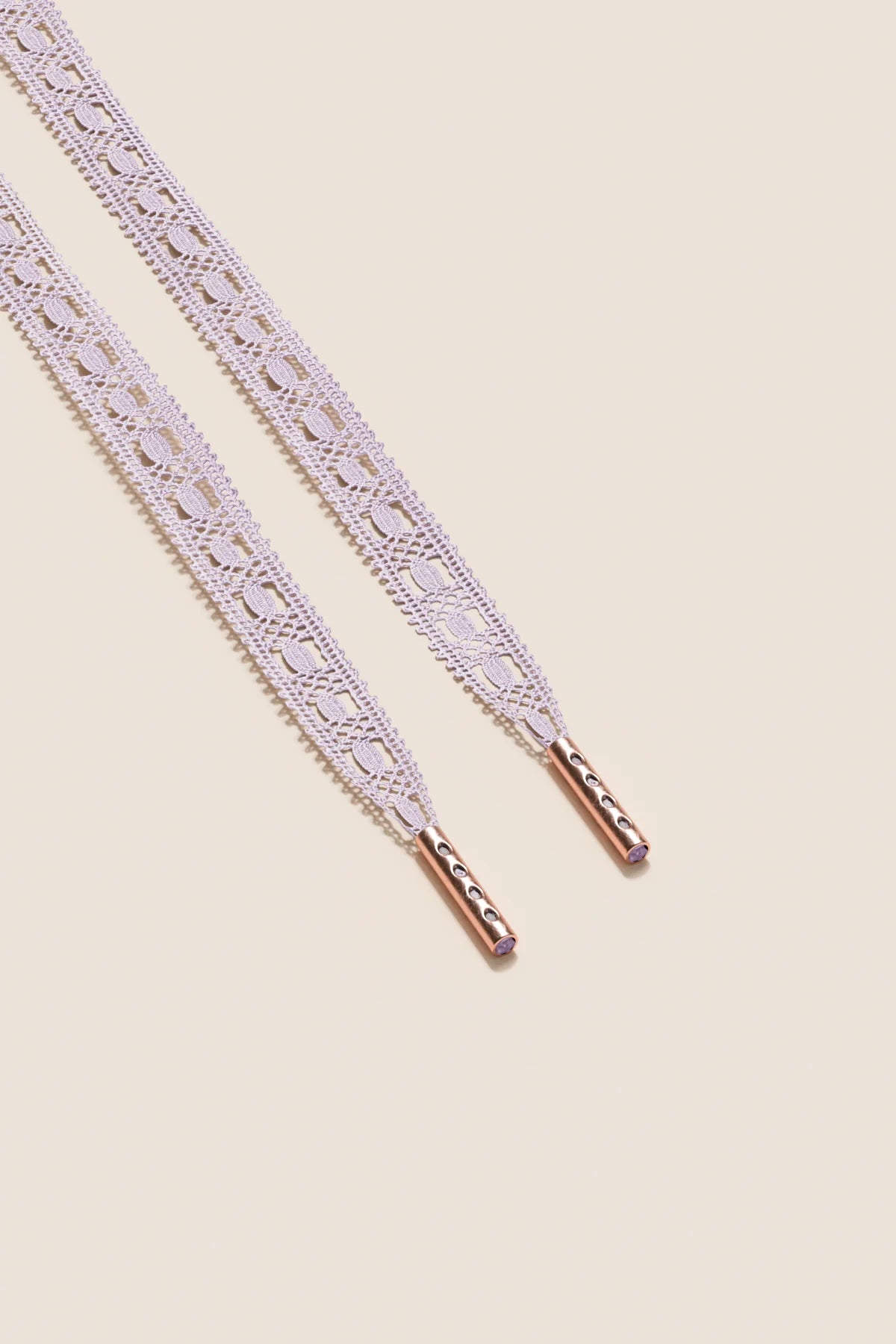 Senkels Pastel Pink Crochet Shoelaces with Rose Gold Aglets