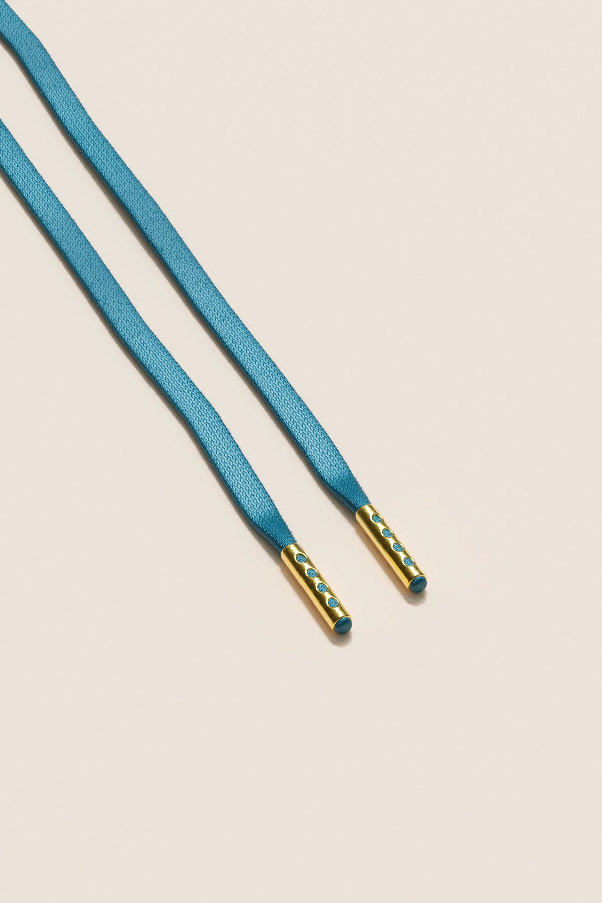 Senkels Petrol Blue 3mm Flat Waxed Shoelaces with Gold Aglets