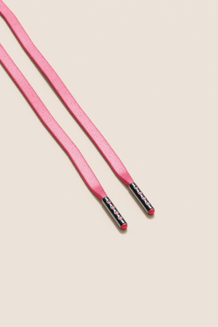 Senkels Pink 3mm Flat Waxed Shoelaces with Black Nickel Aglets