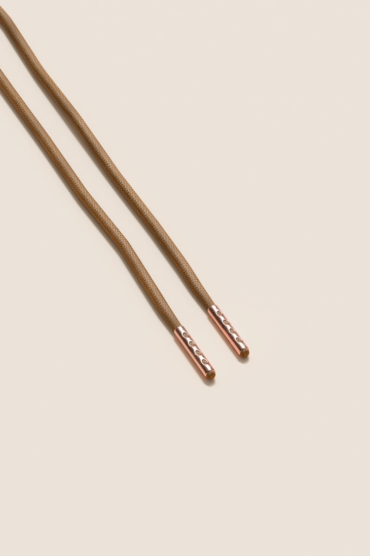 Senkels Taupe 2.5mm Round Waxed Shoelaces with Rose Gold Aglets