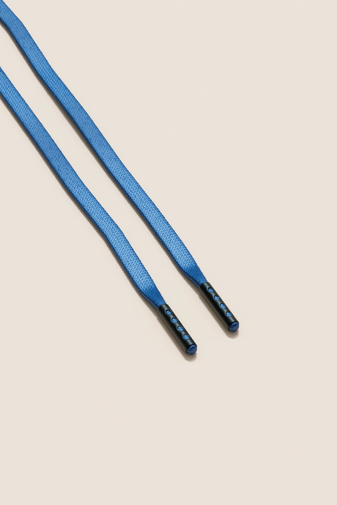 Senkels Yale Blue 3mm Flat Waxed Shoelaces with Black Matte Aglets